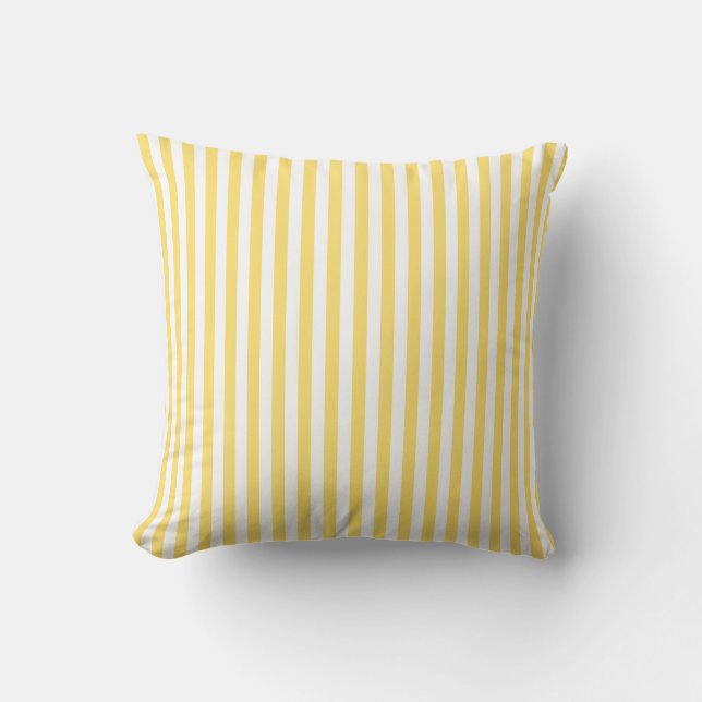 Yellow and White Stripes Pattern Outdoor Cushion (Front)