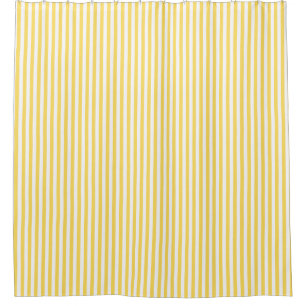 Yellow and White Stripes Pattern Shower Curtain