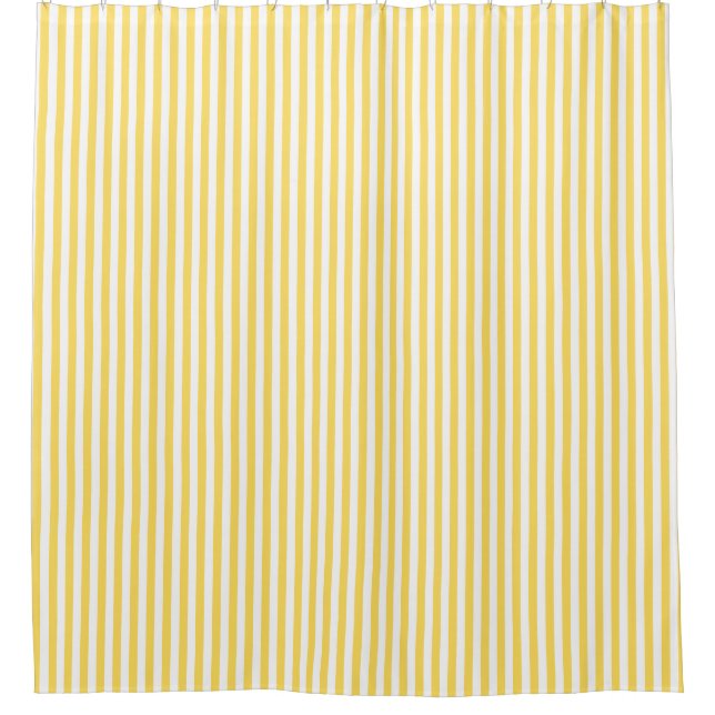 Yellow and White Stripes Pattern Shower Curtain (Front)