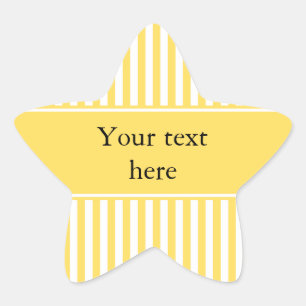 Yellow and White Stripes Pattern Star Sticker