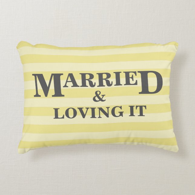 Yellow and White Stripes Personalised Couples Decorative Cushion (Front)