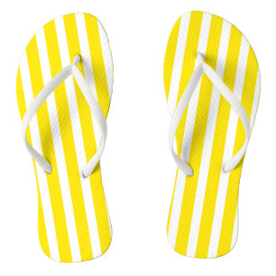Yellow and White Stripes Thongs