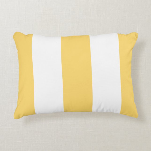Yellow And White Stripes Throw Pillow (Front)
