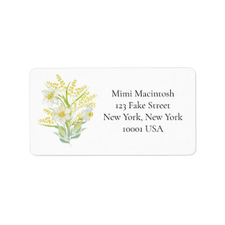 Yellow and White Summer Flowers Address Labels