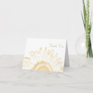 Yellow and White Sunflower Graphic Thank You Card