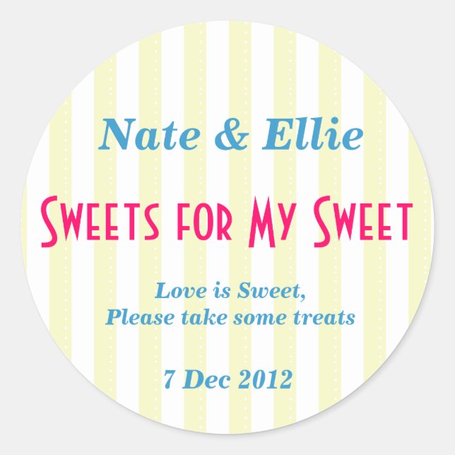 Yellow and white "sweets for my Sweet" Sticker (Front)