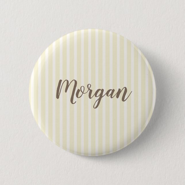 Yellow and White Vertical Stripes 6 Cm Round Badge (Front)