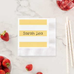 Yellow And White Vertikal Stripes Napkin