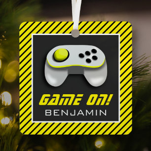Yellow and White Video Game Controller Kids Room Metal Tree Decoration