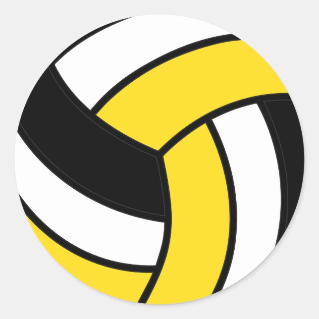 Yellow and White Volleyball Classic Round Sticker (Front)