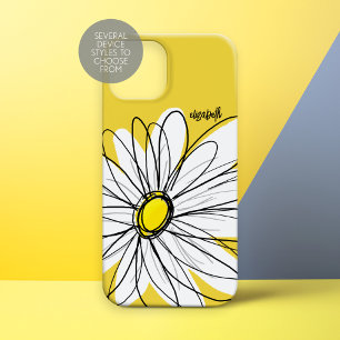 Yellow and White Whimsical Daisy with Custom Text