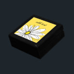 Yellow and White Whimsical Daisy with Custom Text Gift Box<br><div class="desc">A zen and whimsical,  hipster piece of art. You can add a name,  monogram or other custom text. If you need to move the art around,  click on the customise button to make changes.</div>