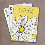 Yellow and White Whimsical Daisy with Custom Text Playing Cards<br><div class="desc">A zen and whimsical,  hipster piece of art. You can add a name,  monogram or other custom text. If you need to move the art around,  click on the customise button to make changes.</div>