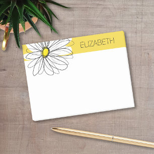 Yellow and White Whimsical Daisy with Custom Text Post-it Notes