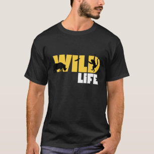 Yellow and White Wildlife Silhouette Graphic T-Shirt