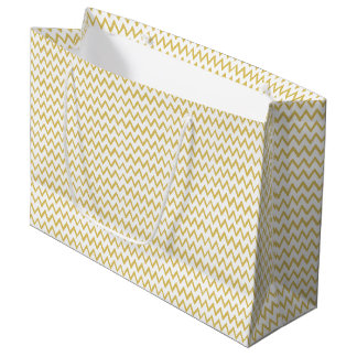 YELLOW AND WHITE ZIG ZAG LARGE GIFT BAG