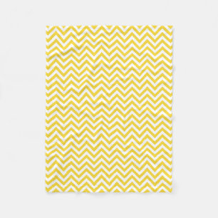 Yellow and White Zigzag Stripes Chevron Pattern Fleece Blanket