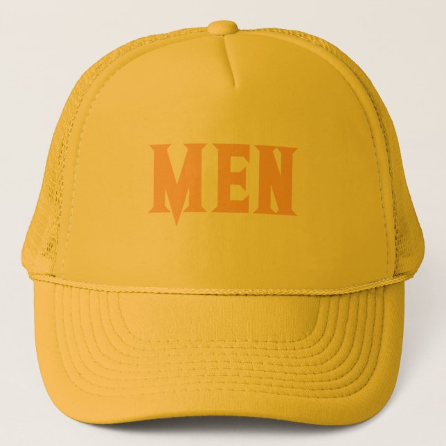 Yellow and Yellow Colour Custom MEN text Handsome Trucker Hat (Front)
