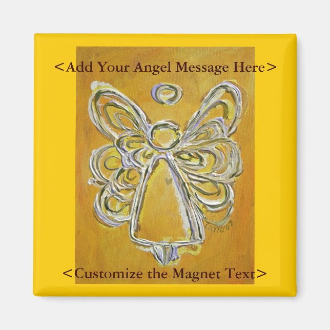Yellow Angel Art Magnet with Customised Message (Front)