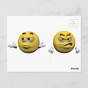 Yellow angry emoticon or postcard