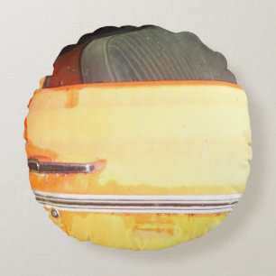 yellow antique car silver trim round cushion