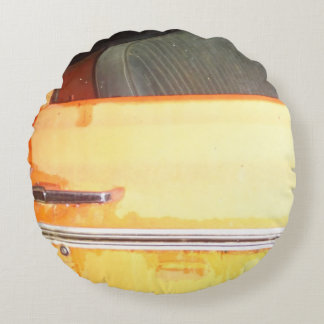yellow antique car silver trim round cushion