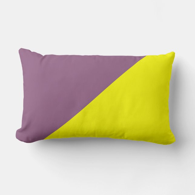 Yellow & Antique fuchsia Solid Colour Background Lumbar Cushion (Front)