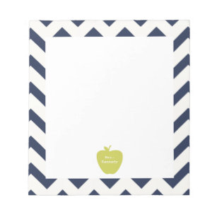 Yellow Apple Navy Chevron Teacher Notepad