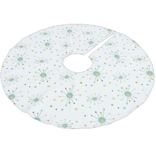 Yellow Aqua Blue Atomic Starburst Mid Mod Pattern Brushed Polyester Tree Skirt
