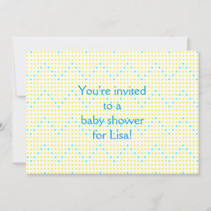 Yellow Aqua Chevron Dots Baby Shower Invitations