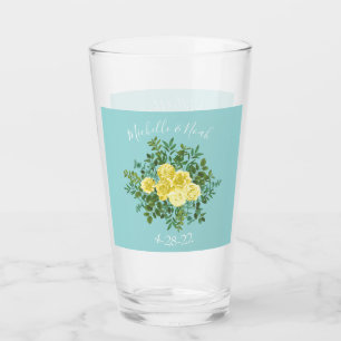 Yellow & Aqua Vintage Spring Floral Wedding Glass