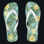 Yellow & Aqua Vintage Spring Floral Wedding Thongs<br><div class="desc">Beautiful vintage yellow roses floral with aqua background is great for your wedding invitations and decor!  An elegant spring floral that is perfect for a garden wedding or summer event!</div>
