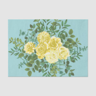 Yellow & Aqua Vintage Spring Floral Wedding Tissue Paper