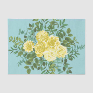 Yellow & Aqua Vintage Spring Floral Wedding Tissue Paper