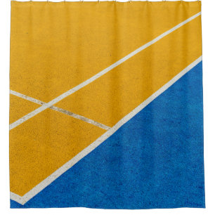 Yellow area rug shower curtain