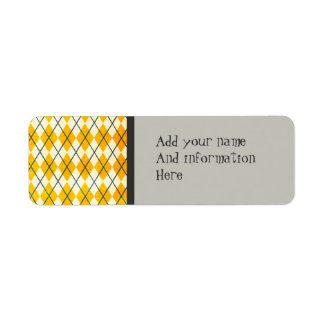 Yellow Argyle Return Address Label