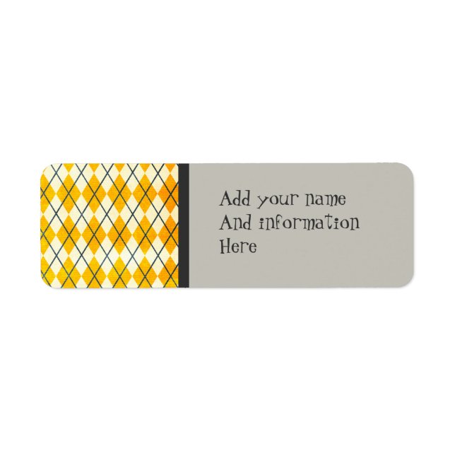 Yellow Argyle Return Address Label (Front)