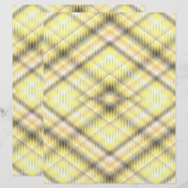 Yellow Argyle Scrapbook Paper 2-Sided Page (Front/Back)