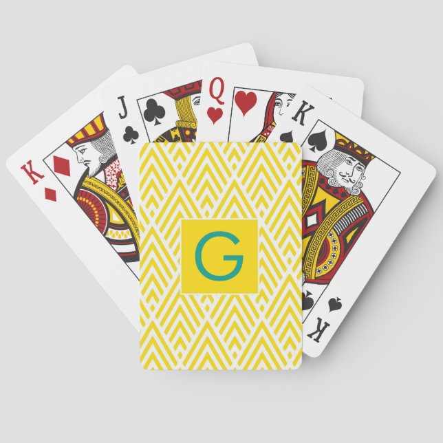 Yellow Arrow Monogram Playing Cards (Back)