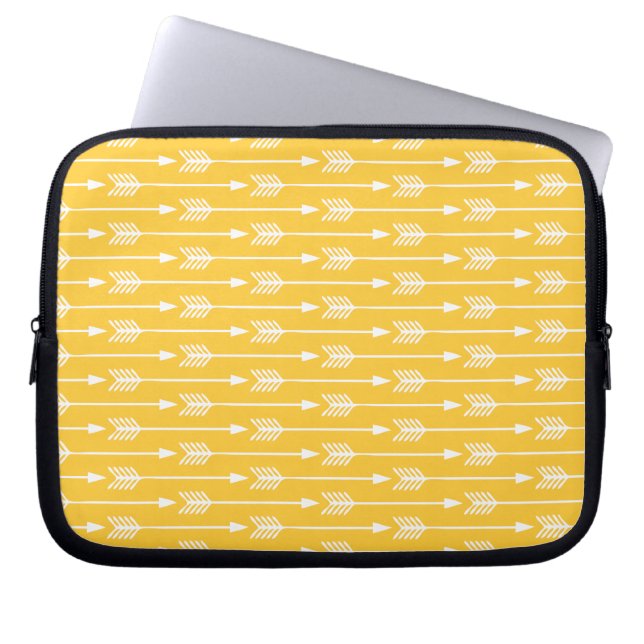 Yellow Arrows Pattern Laptop Sleeve (Front)