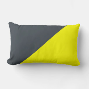 Yellow & Arsenic Solid Colour Background Lumbar Cushion