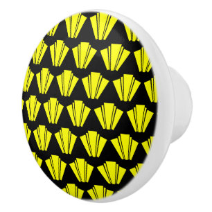 Yellow Art Deco Ceramic Knob