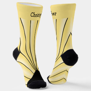 Yellow Art Deco Design Socks