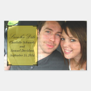 Yellow Art Deco Frame Save the Date Stickers