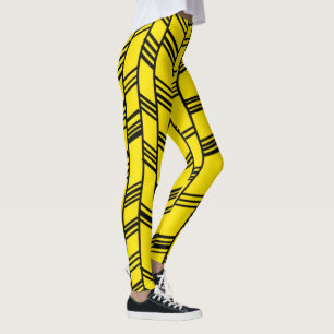 Yellow Art Deco Lines Leggings