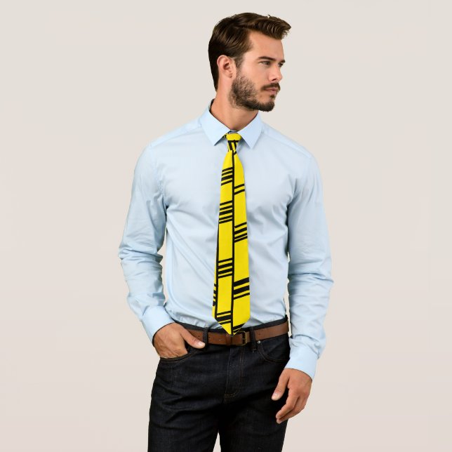 Yellow Art Deco Lines  Tie (In Situ)