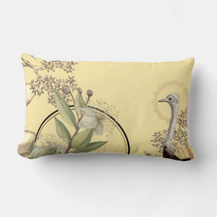 Yellow Artistic Botanical Floral Design Lumbar Cushion
