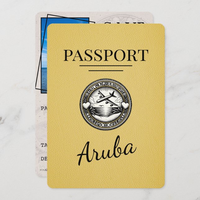 Yellow Aruba Passport Save The Date (Front/Back)