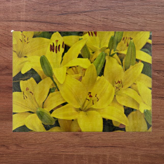 Yellow Asiatic Lilies Floral Cutting Board (In Situ)
