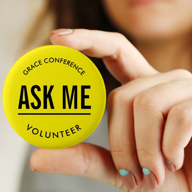 Yellow Ask Me Buttons for Volunteers (Creator Uploaded)